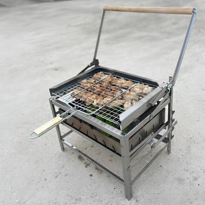 FireLift™ Pro 40 — Stainless Steel Auto-Flip Charcoal Grill (40×30 cm)