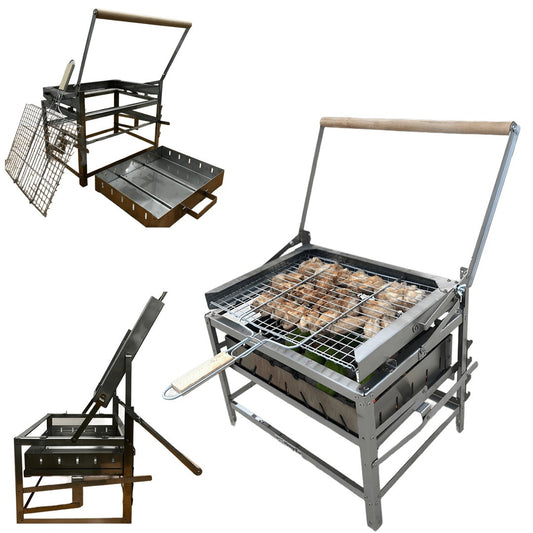 FireLift™ Pro 40 — Stainless Steel Auto-Flip Charcoal Grill (40×30 cm)