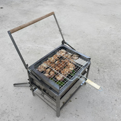 FireLift™ Pro 40 — Stainless Steel Auto-Flip Charcoal Grill (40×30 cm)